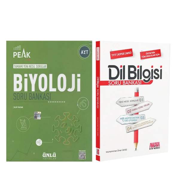 Ünlü Yayıncılık AYT Biyoloji Best Peak ve AKM Dil Bilgisi Soru Bankası Seti 2 Kitap