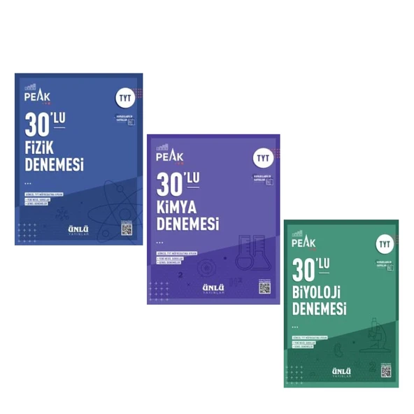 Ünlü Yayıncılık TYT Fizik Kimya ve Biyoloji Best Peak 30 lı Deneme Seti 3 Kitap