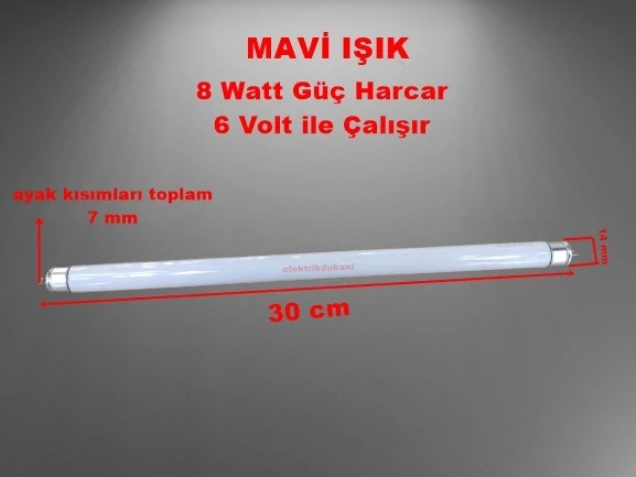 Sindoo T5 8W 6V Sinek Ampulu Floresan (Mavi Işık)