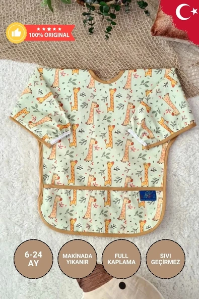 Eterelle Forest Desenli Sıvı Geçirmez Unisex Aktivite Ve Mama Önlüğü 6-24 Ay