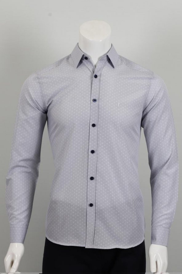 Uzun Kol Slim Fit Desenli Gömlek - 2