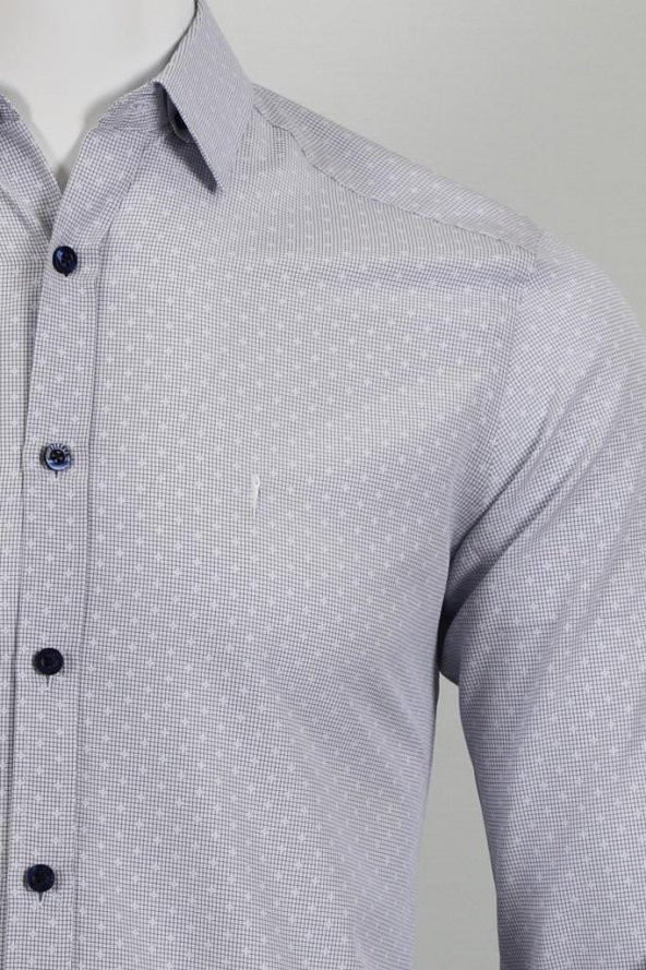 Uzun Kol Slim Fit Desenli Gömlek - 4