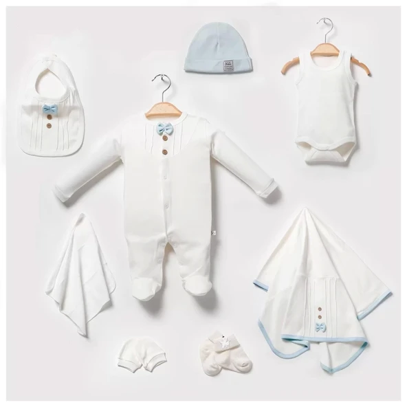 Eterelle Papyonlu Tulumlu 100% Pamuk 8li Hastane Çıkış Seti