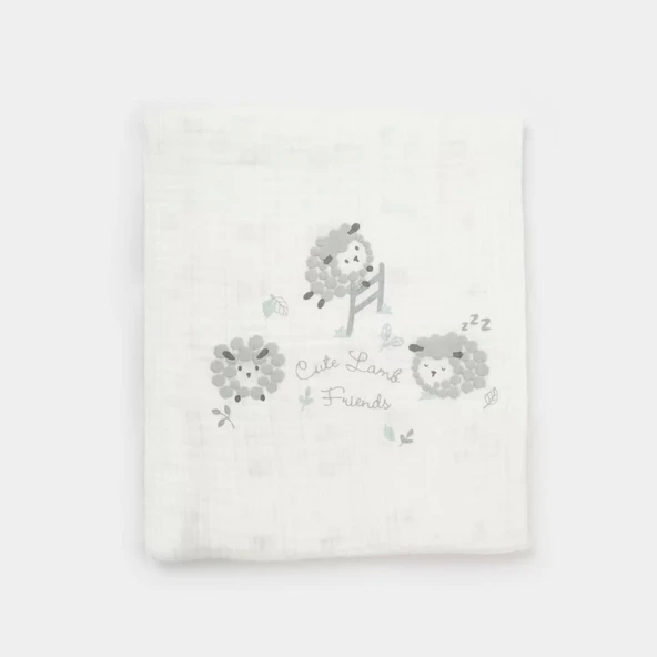 Eterelle Lamb Friends Battaniyeli Tüllü 4'lü Set  Gri - Resim 5