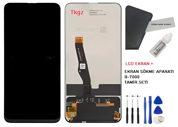 Tkgz - Y9 Prime 2019 Lcd Ekran Dokunmatik Orijinal Kalite + B-7000 + TAMİR SETİ