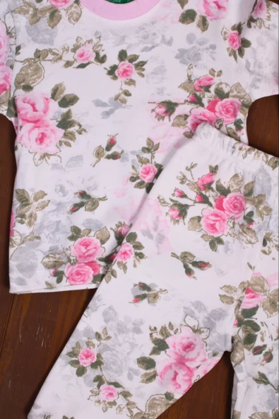 Eterelle Büyük Çiçek Desenli Kız Bebek Eşofman Takımı %100 Pamuk - Resim 6