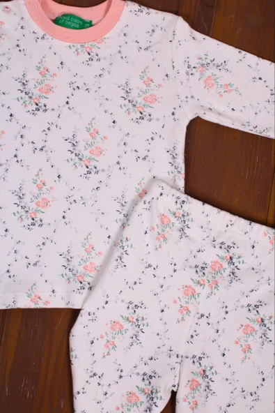 Eterelle Çiçek Desenli Kız Bebek Eşofman Takımı %100 Pamuk - 6