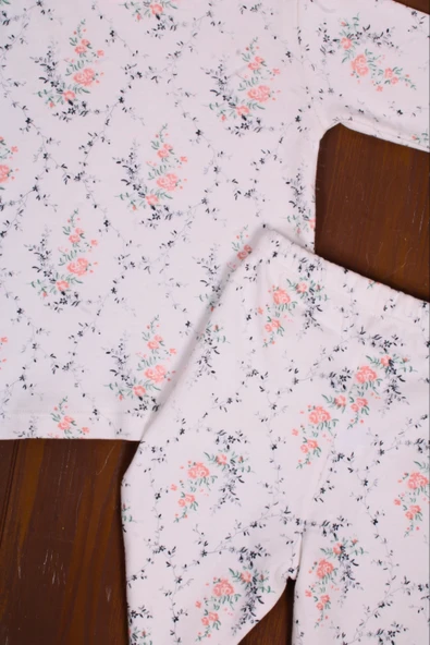 Eterelle Çiçek Desenli Kız Bebek Eşofman Takımı %100 Pamuk - 8