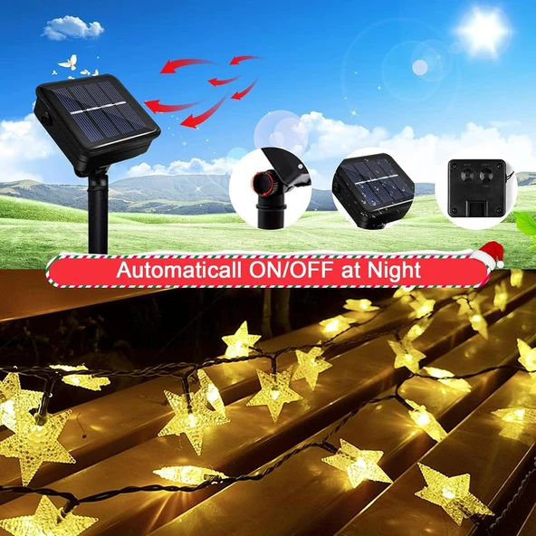 Brokoli Home Güneş Enerjili Solar Yıldızlı 8 Fonksiyonlu 7 Metre 30 Yıldız Günışığı Led Su Geçirmez - Resim 6