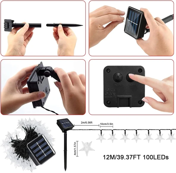 Brokoli Home Güneş Enerjili Solar Yıldızlı 8 Fonksiyonlu 7 Metre 30 Yıldız Günışığı Led Su Geçirmez - Resim 2