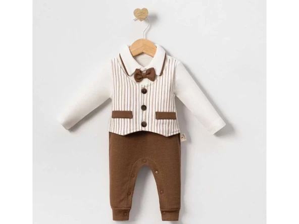 Eterella Çizgili Papyonlu Erkek Bebek Tulum % 100 Pamuk ürün görseli