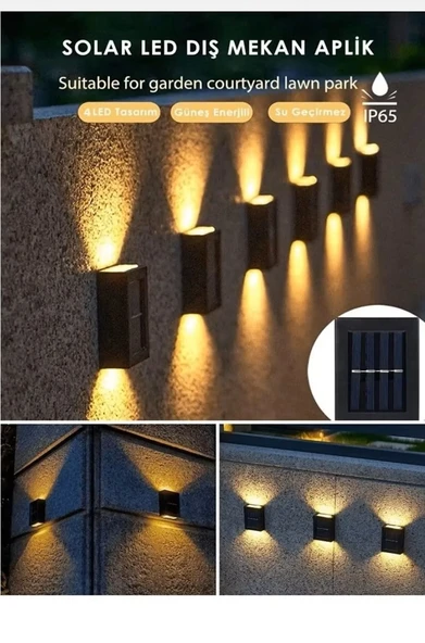 Brokoli Home Solar Çift Taraflı Duvar Lambası Güneş Enerjili Aydınlatma Dekorasyon Aplik Işık - 2