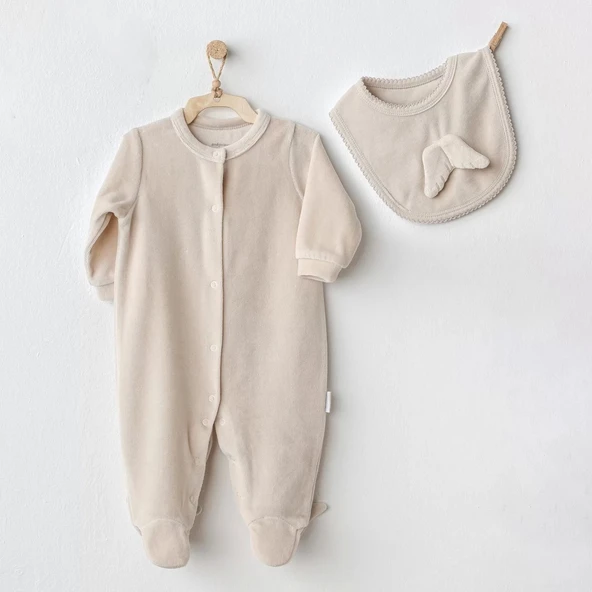 Eterella Happy Newyear Kadife Bebe Tulum Takım Beige