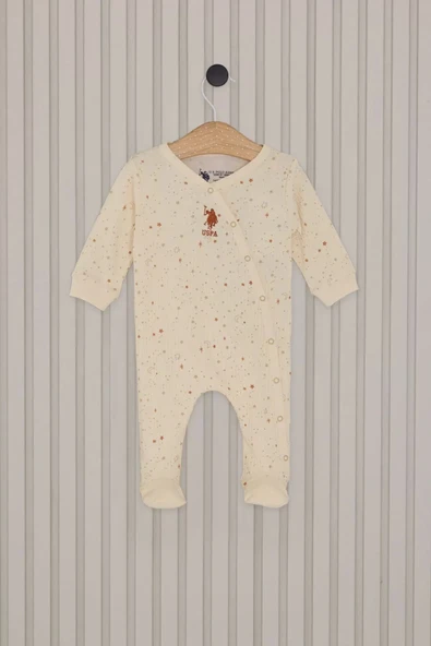 Eterelle Kız Bebek Patikli Tulum Krem