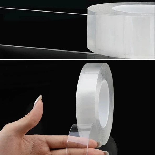 2 Metre X 3 Cm Şeffaf Güçlü Nano Çift Taraflı Silikon Jel Yapıştırıcı Bant - 2