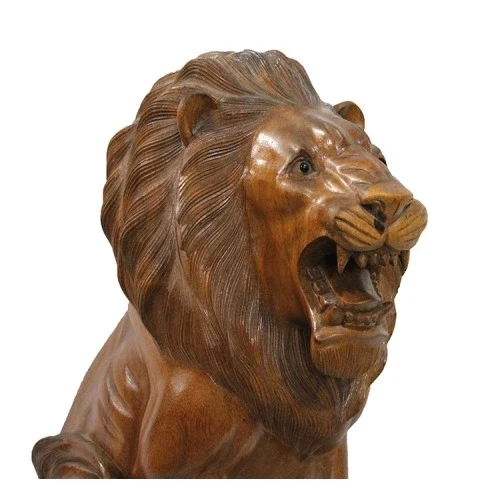 Ahşap Aslan Figürü 50 cm - 2