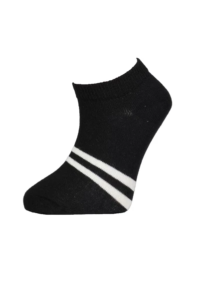 Eterelle Çizgili 2'li Yaş Patik Çorap  Siyah - Resim 2