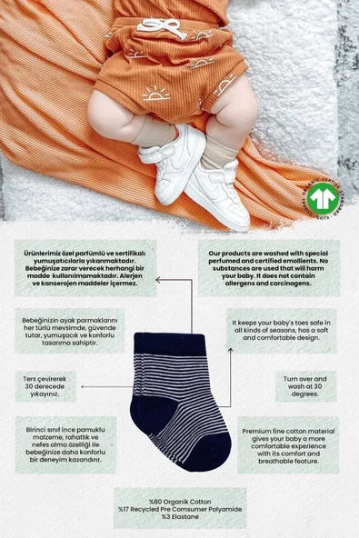 Eterelle Big Heart Penye Soket Çorap 2'li  Lacivert - Resim 6