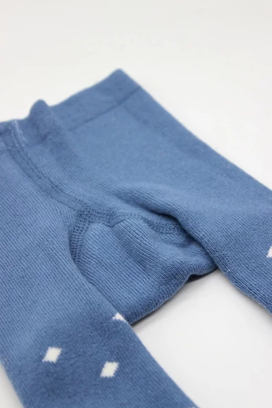 Eterelle Tekli Puan Kaymaz Havlu Külotlu Çorap  İndigo - Resim 5