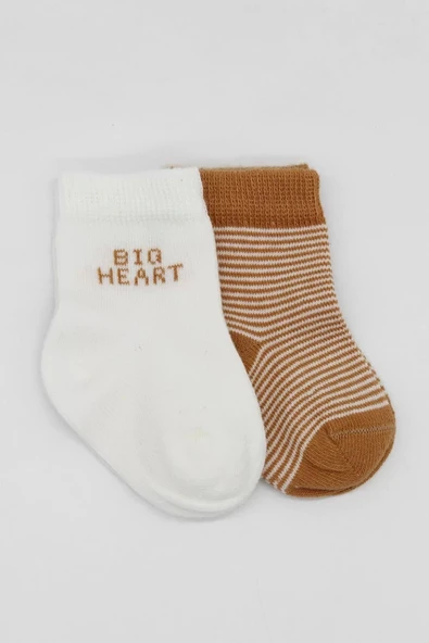 Eterelle Big Heart Penye Soket Çorap 2'li  Hardal - Resim 2