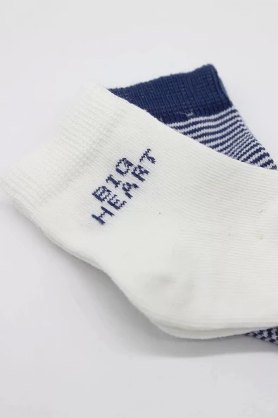 Eterelle Big Heart Penye Soket Çorap 2'li  Lacivert - Resim 2