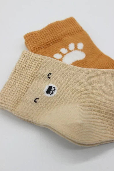 Eterelle Bear Penye Soket Çorap 2'li Bej - 4