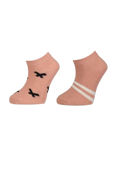 Eterelle Çizgili 2'li Yaş Patik Çorap  Pembe ürün görseli 1
