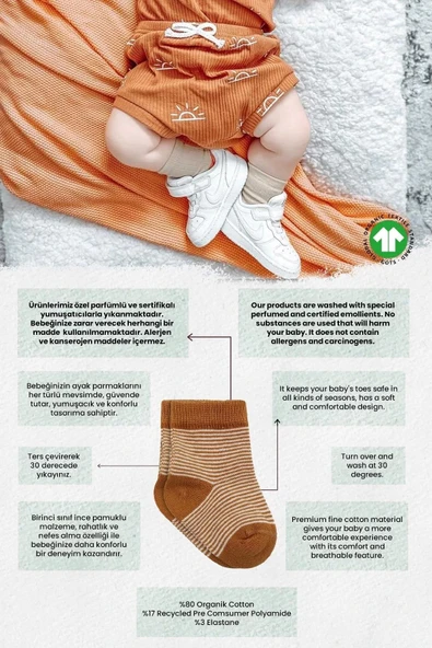 Eterelle Big Heart Penye Soket Çorap 2'li  Hardal - Resim 6