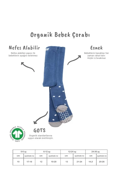 Eterelle Tekli Puan Kaymaz Havlu Külotlu Çorap  İndigo - Resim 2