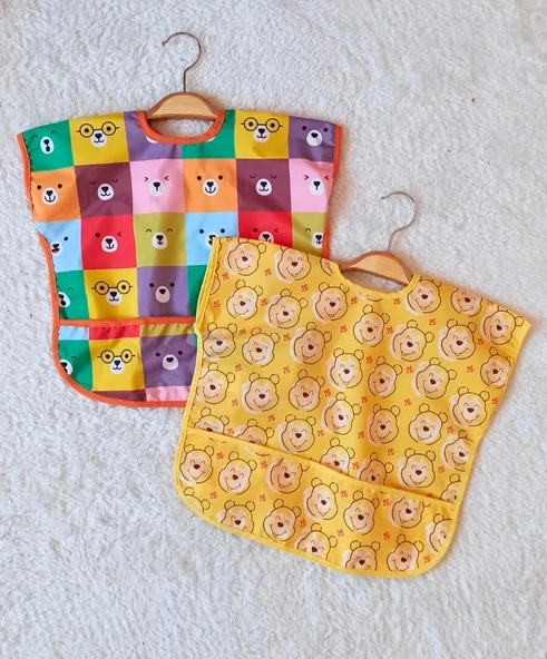 Eterelle Sıvı Geçirmez Kolsuz 6-24 Ay 2'li Aktivite Ve Mama Önlüğü ( Colour-bear )