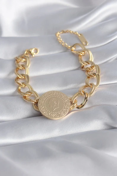 HEYF 316L Çelik Gold Renk Tam Altın Model Samanyolu Kadın Bileklik ürün görseli 1