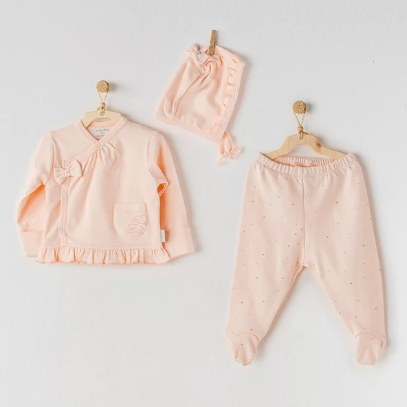 Eterelle Hiding Rabbits 3 Parça Bebe Zıbın Takımı Salmon ürün görseli