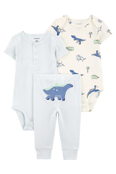 Eterella Erkek Bebek Body Pantolon Set 3'lü Paket  Renkli