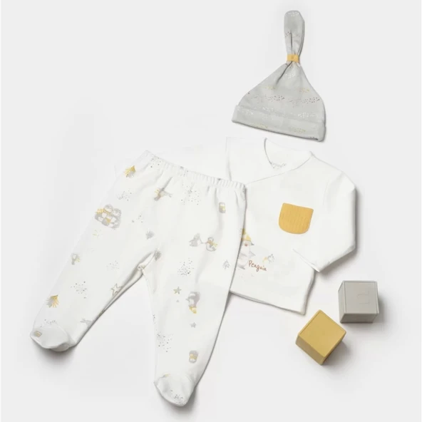 Eterelle 3'lü Bebek Set Ekru Gri - Resim 3