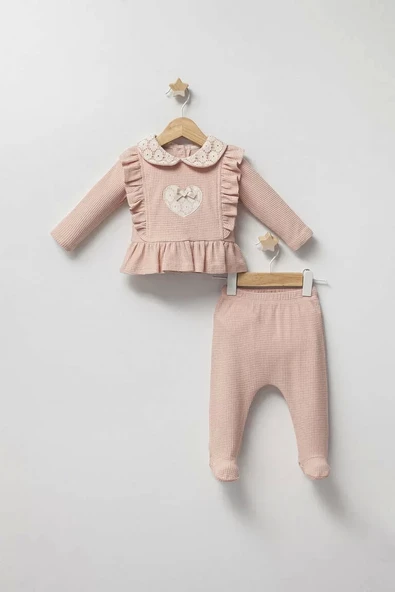 Eterelle Baby Lace Heart Bebek Zıbın Takım  Somon ürün görseli