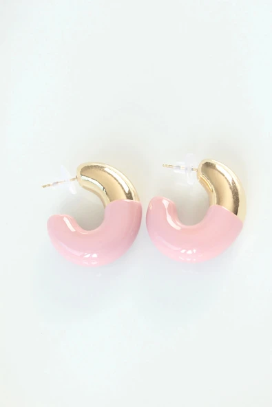 HEYF CCB Gül Kurusu Gold Çift Renk Küpe - Resim 2