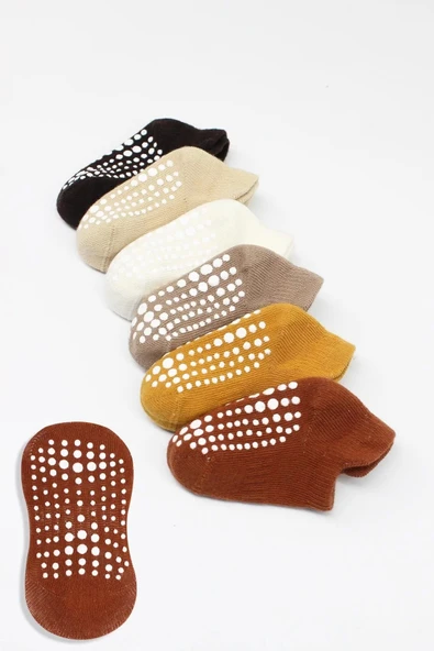 Eterelle 6'lı Sneakers Kaymaz Penye Çorap Bs20102 Toprak - Resim 2