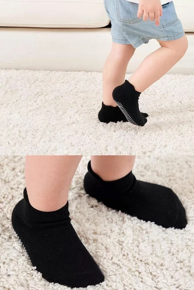 Eterelle 6'lı Sneakers Kaymaz Penye Çorap Bs20102 Gri Beyaz Siyah - 5