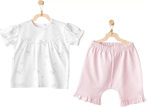 Eterelle Cuddly Bunny Bear 2'li Bebe Takım Pink - 1