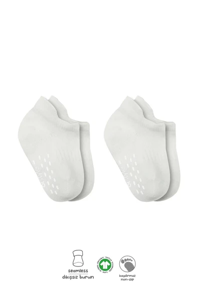 Eterelle 2'li Sneakers Kaymaz Basic Penye Çorap Bs20103 Ekru Ekru ürün görseli 1