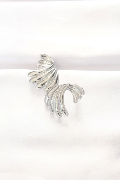 HEYF Pirinç Gümüş Renk Küpe - Resim 2