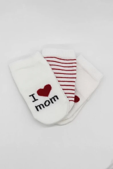 Eterelle Mom Dad 3'lü Penye Soket Çorap 10123 Ekru - 4