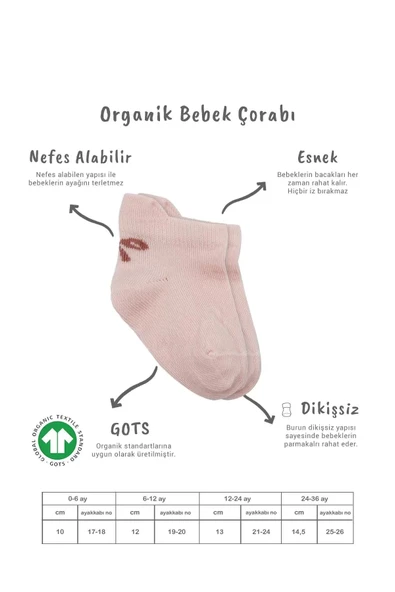 Eterelle 2'li Sneakers Smile Penye Çorap Bs20106 Pembe Ekru - Resim 6