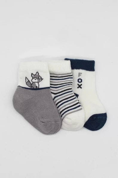 Eterelle 3'lü Penye Soket Çorap Bs10109 Gri - Resim 2