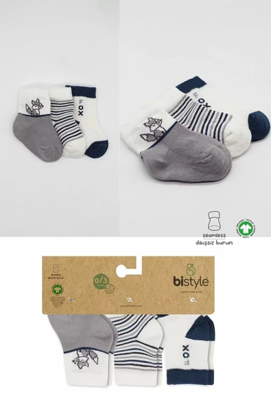 Eterelle 3'lü Penye Soket Çorap Bs10109 Gri - Resim 5