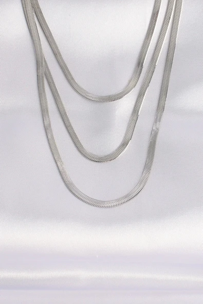 HEYF 316L Çelik İtalyan Zincir Gümüş Renk Çoklu Kolye ürün görseli 1