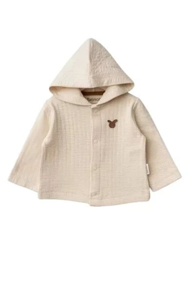Eterelle Kapüşonlu Bebek Hırka Açık Bej