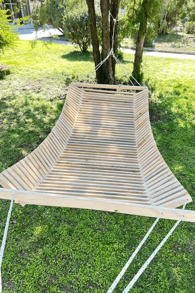 Doğal Ahşap Hamak Katlanabilir, Ergonomik Tasarım, Konforlu ve Dayanıklı, 110 Kg Taşıma Kapasiteli - Resim 2