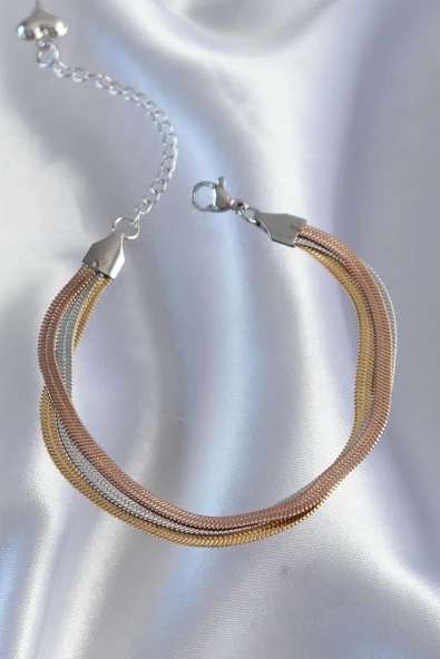 HEYF 316L Çelik Renkli İtalyan Zincir Model Çoklu Bileklik - Resim 2