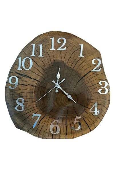 El Yapımı Ceviz Dilimi Duvar Saati, Rustik Ağaç Duvar Saati, Doğal Ahşap Dekor, Benzersiz Kütük Saat - Resim 6